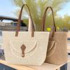 Ins Simple Fashion Straw Woven Bag Shoulder Paper Rope Pastoral Style Handmade Weaving Bag Lady Beach Bag Large Capacity Women