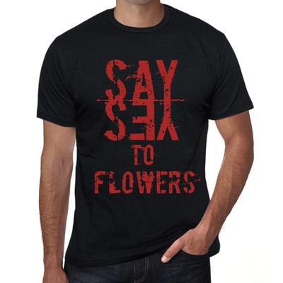 Men’s Vintage Tee Shirt Graphic T Shirt Say Yes To Flowers Deep Black