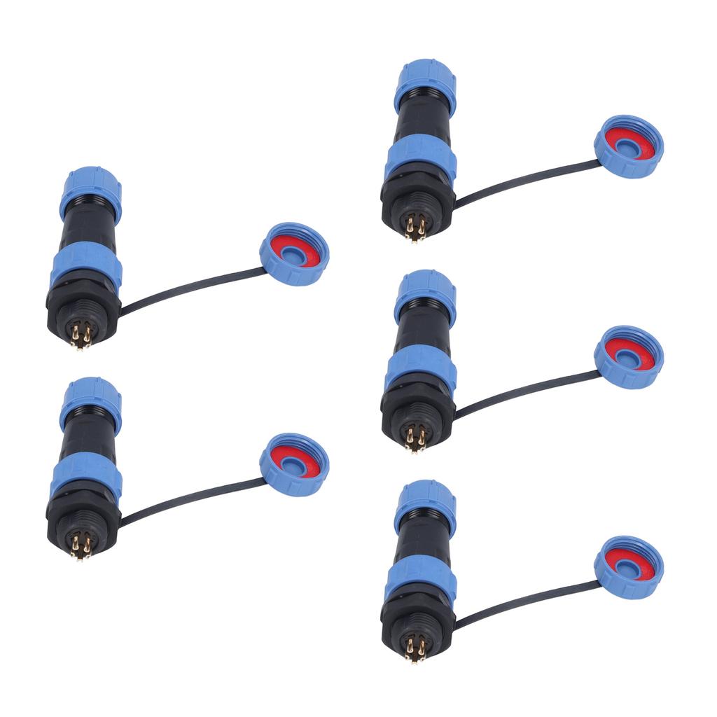 5PCS Industrial Electrical Power Cable Connector 5 Pin IP68 Waterproof Aviation Bulkhead Connector A