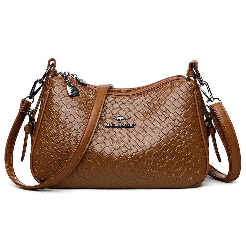 Autumn New Autumn Style Middle  Aged and Elderly Women's Bag Shoulder Crossbody Bag Soft Leather Women's Singles Bag