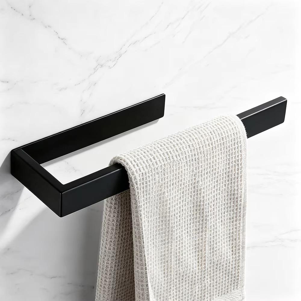 Adhesive Stainless Steel Kitchen Paper Towel Holder Large Tissue Hanger Wall Mounted Bathroom Organizer Hand Towel Rack Black