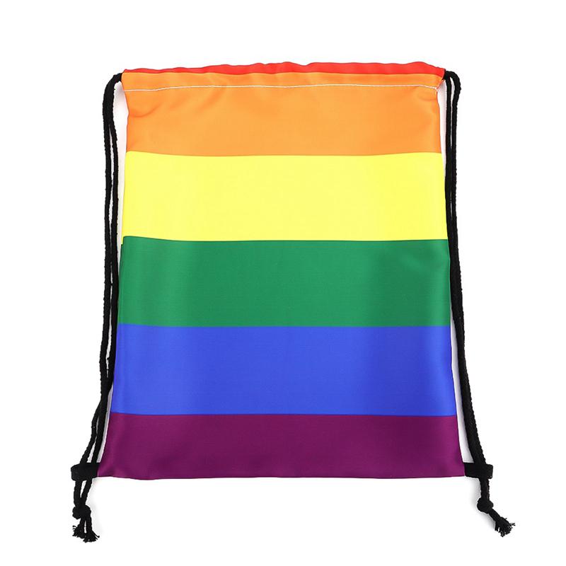 HENBRANDT Rainbow Pride Kordelzugbeutel – Schwarz Mit Regenbogenflagge, Ca. 40x30 Cm, Wasserabweisend