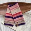 Soft Colorful Striped Fingerless Gloves Writing Work Gloves Retro Women Gloves Winter Wrist Glove