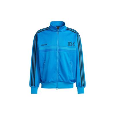 Originals 83-C Drei Streifen Logo Bestickte Stehkragen Reißverschluss Sportjacke Herren Jacke Blau IA2468