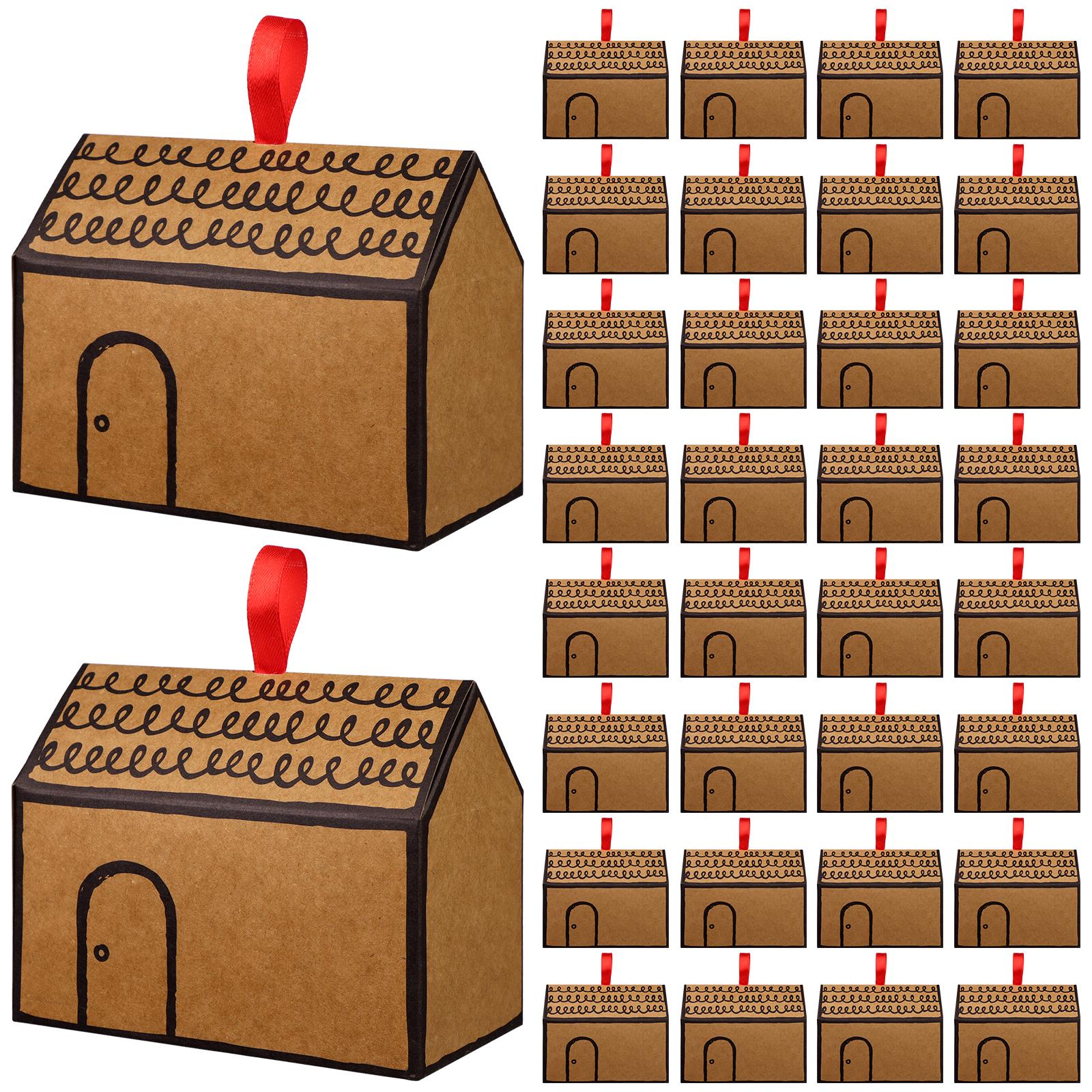 Easywiny 36 Pcs Classic Brown House Shaped Candy Boxes Kraft Paper Gift Boxes Treat Boxes Brown Kraft Paper Gable Gift Boxes For