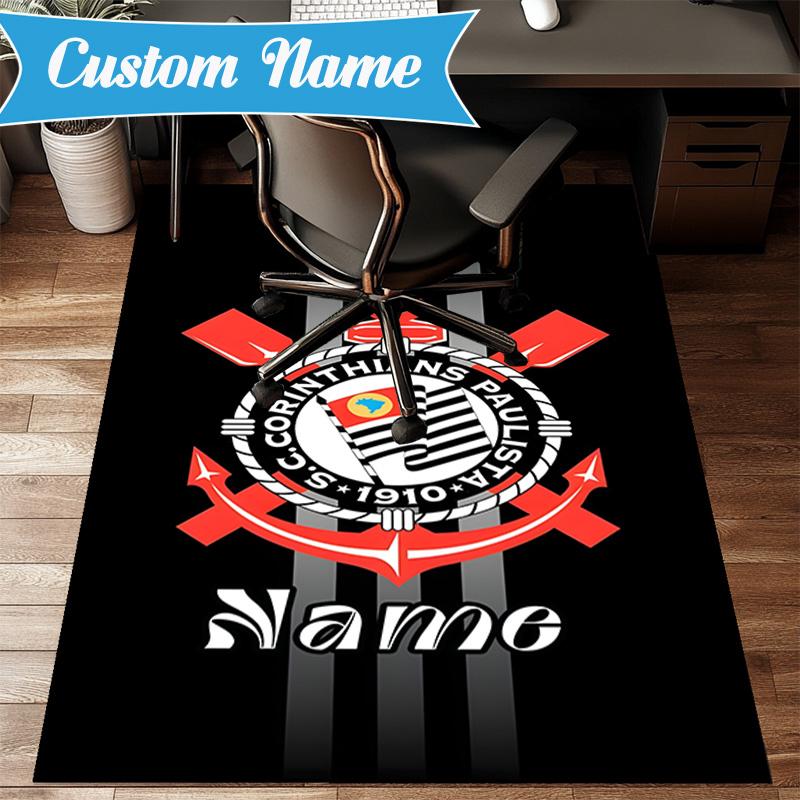 Custom Name Corinthians Team Crest Rug Game Carpet, Floor Mat for Bedroom Living Room Entryway Rug, Home Decor Idea Gift for Christmas birthday