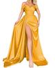 Annual banquet high split sexy host shoulder thin party evening dress