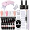 15pcs Nail Art Tools Set, Complete Acrylic Nail Kit for Beginners, LED UV Gel Polish Manicure Set with Nail Files, Brush, Clipper