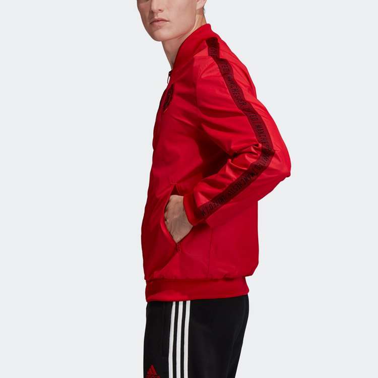 Adidas Manchester United Bunda s dlouhým rukávem na zip Pánské svrchní oblečení Červená DX9077