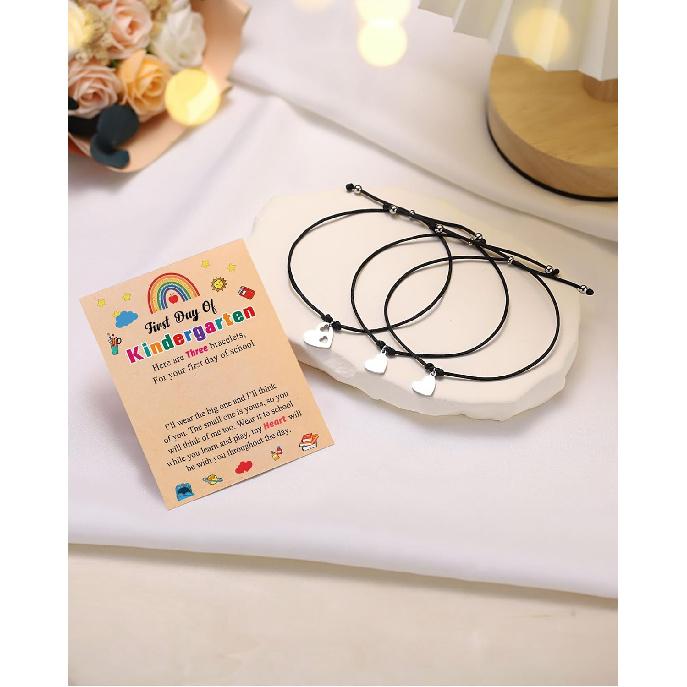 First Day of Kindergarten/Preschool Gift Back to School Bracelet Mommy and Me Matching Mother Daughter Bracelets Set for 3