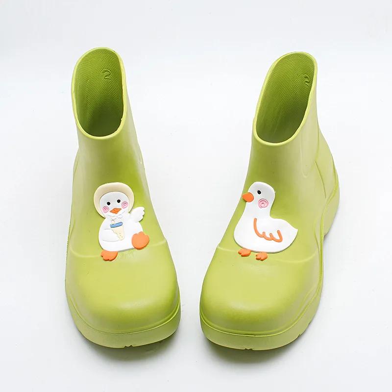 

Модне водонепроникне водонепроникне взуття Duck Aqua Shoes Водонепроникні черевики солодкого кольору Молоді дівчата EVA Water Boots Жіночі рожеві дощові черевики до середини гомілки 36-37 зелений