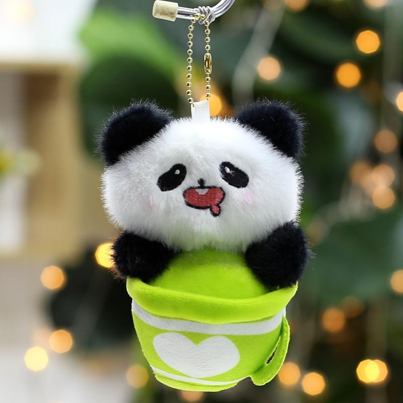 

Creative Milk Tea Cup Series Plush Toy Pendant Cute Panda Doll Keychain Bag Hanging Decoration 14 cm.