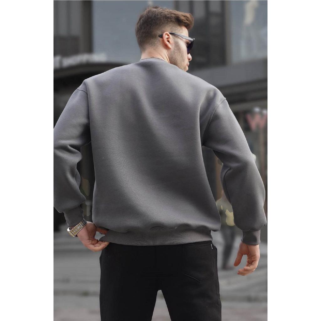 Smoked Rundhals Oversize Basic Herren Sweatshirt 6048