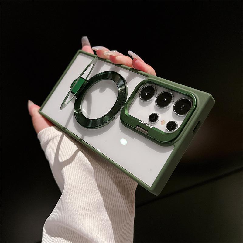 Magnetic Invisible Stand Phone Case for Samsung S24 Ultra, S23 FE, S22 Plus - Transparent Cover