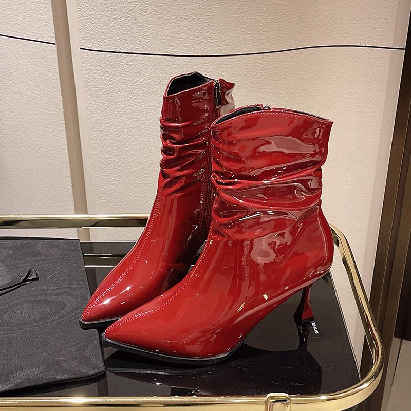 Thin Heels Winter Modern Boots Ankle Pointed Toe Women's Shoes on Sale 2025 High Quality High Heel Sewing Novelty Women's Boots