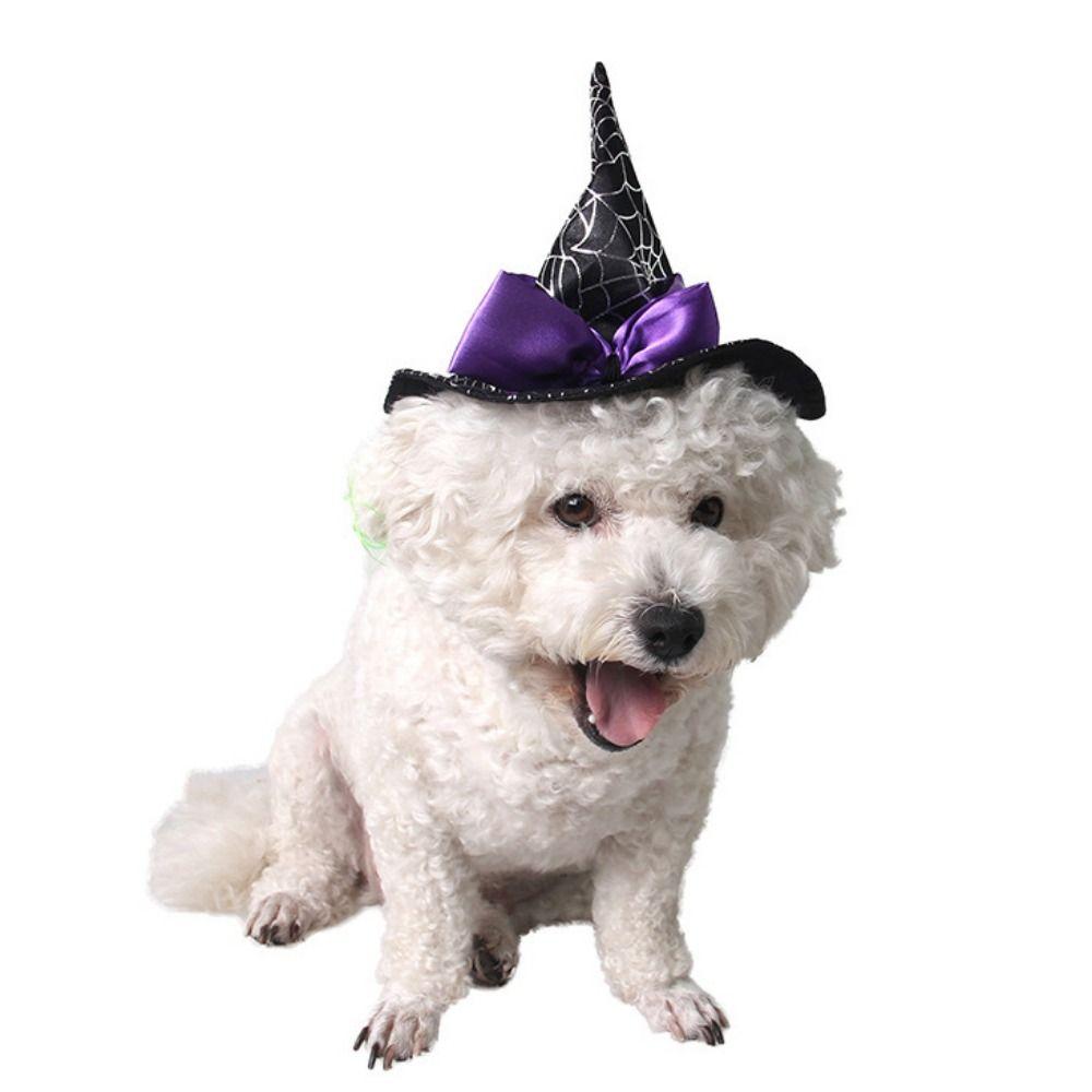 Soft Cat Wizard Hat Cloak Adjustable Pet Witch Costume Funny Cat Wizard Spider Hat  Cosplay Party