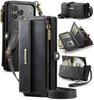 For iPhone 17 Pro Max Air Wallet Case, RFID Blocking PU Leather Case Kickstand Flip Cover Wrist Strap Zipper Credit Card Holder