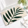 Green Leaves Flocking Bath Mat Non-slip Absorbent Microfiber Bathroom Rug Home Entrance Door Mat Super Soft Bath Carpet Tapijt