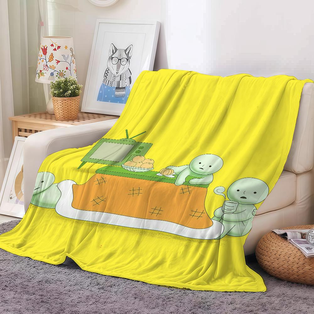 Roztomilá kreslená deka S-smiski Teplá a měkká Vhodná do ložnice obývacího pokoje rozkládací pohovky kanceláře na cestování kempování