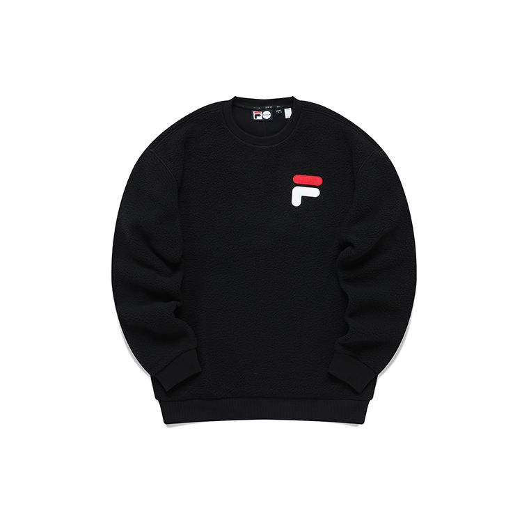 FILA Tokyo Studio Logo Print Fleece Pullover Sweatshirt Unisex Sweatshirt Black T11U146202FBK