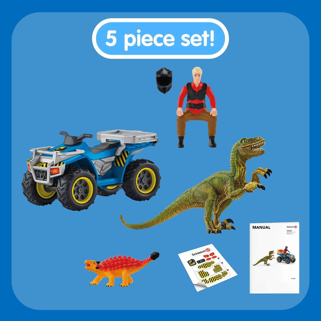 Schleich Dinosaur Velociraptor and Quad Bike Figure 41466