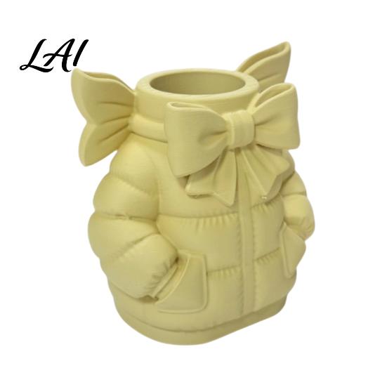 Unique Gift for Women Cute Bow Puffer Jacket Pen Holder 3D Printed Desktop Organizer Decorative Makeup Brush Storage Cup Cup Creative Container
