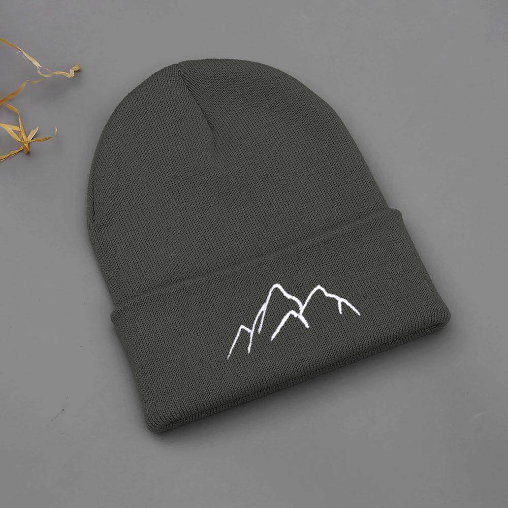 Winter Beanie Hats for Men Women Mountain Style Knit Cuffed Beanie Skull Cap Outdoor Daily Wear