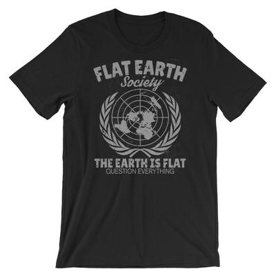 Flat Earth Society Distressed T-Shirt. 100% Baumwolle Premium T-Shirt NEU