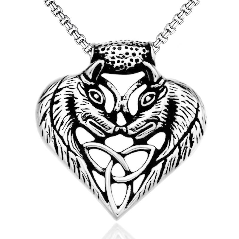 Retro Titanium Steel Pendant European and American Domineering Double Wolf Head Rock Punk Wolf Head 60CM