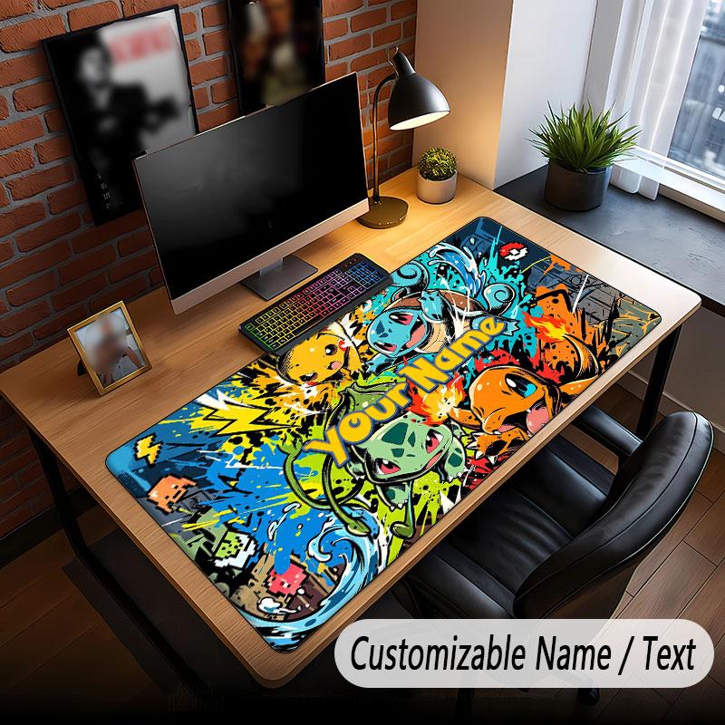 Custom Name Extended Mouse Pad,Pokémon Gaming Desk Mat For Home Office Desktop Decor