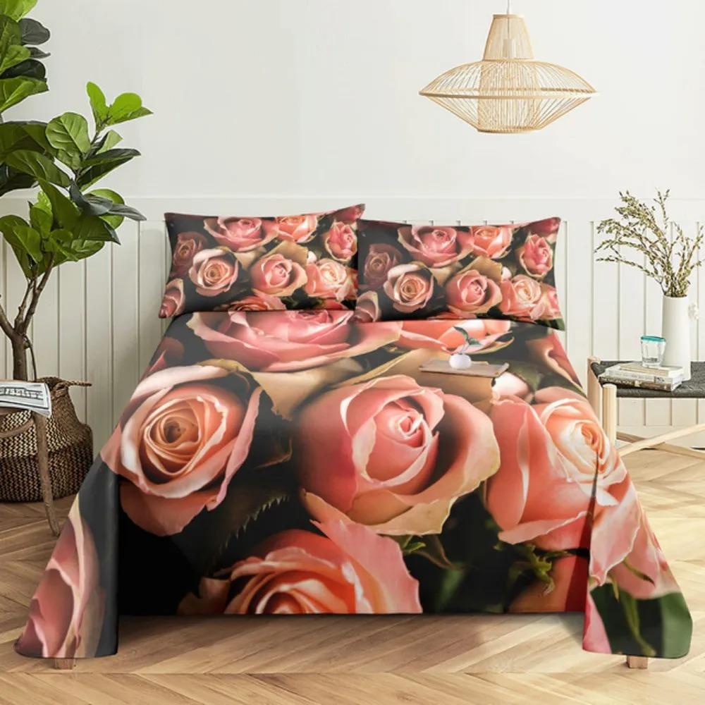 Custom Flower Red Rose Comfortable Duvet Quilt Cover Pillowcase Bedding Set Children Bedroom Decoration Home Textile