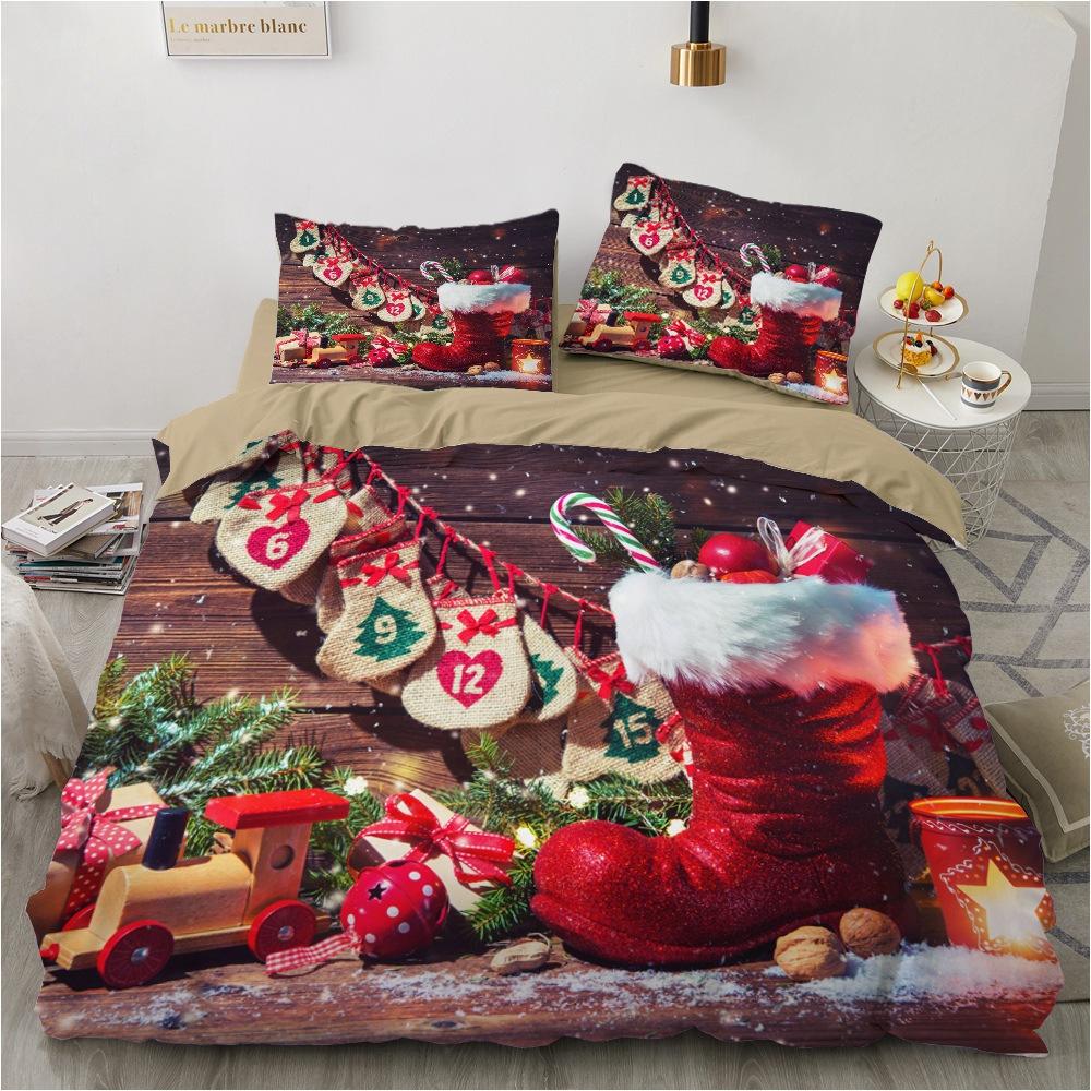 Merry Christmas Duvet Cover Christmas Elk Snowflakes Red Bedding Set Happy New Year Quilt Cover Holiday Gifts Bedroom Decoration