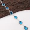 Swiss Blue Topaz Gemstone 925 Sterling Silver Jewelry Handcrafted Bracelet 7-9" RB-18-2
