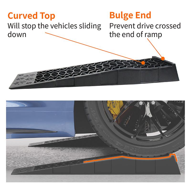 2pcs 5000KG Capacity Heavy Duty Car Ramps 70cm Plastic Portable Loading Access Ramps Lift Repair Maintenance Jack Lift Tool
