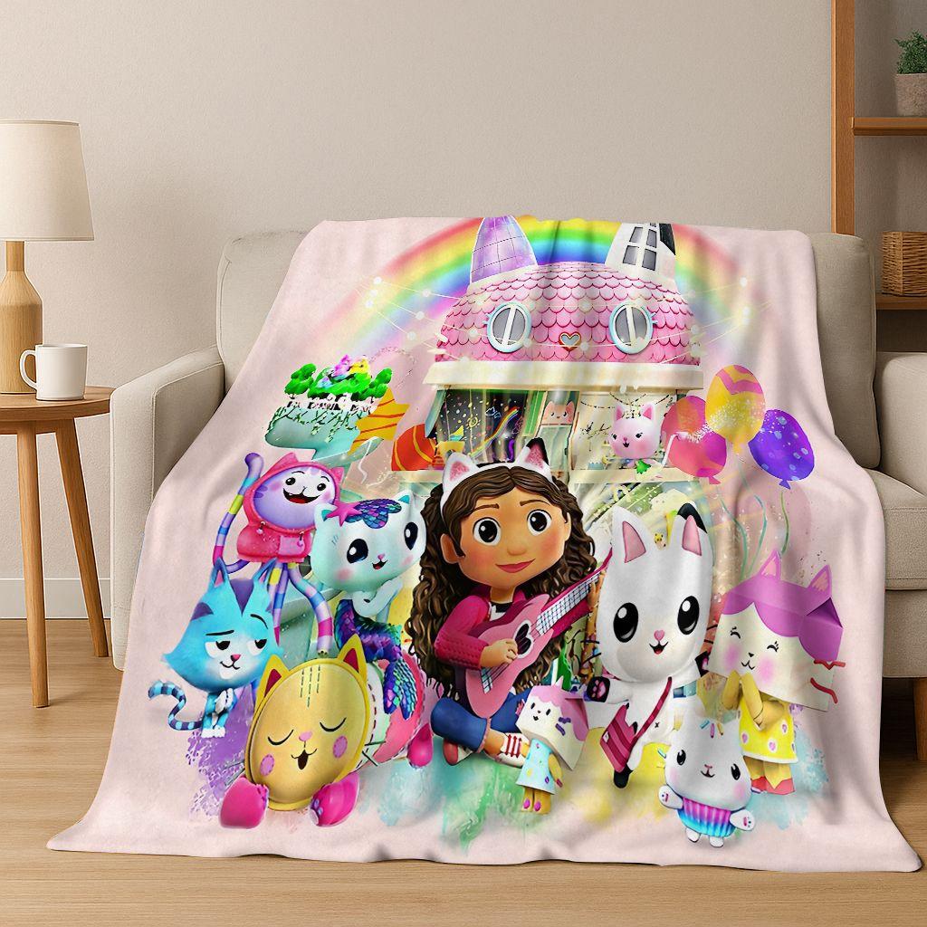 2026 New Cartoon Gabbys Dollhouse Girl Gift Flannel Blanket,Warm and Cozy Soft Throw Blanket for Home Bedroom Bed Sofa Cover Kid