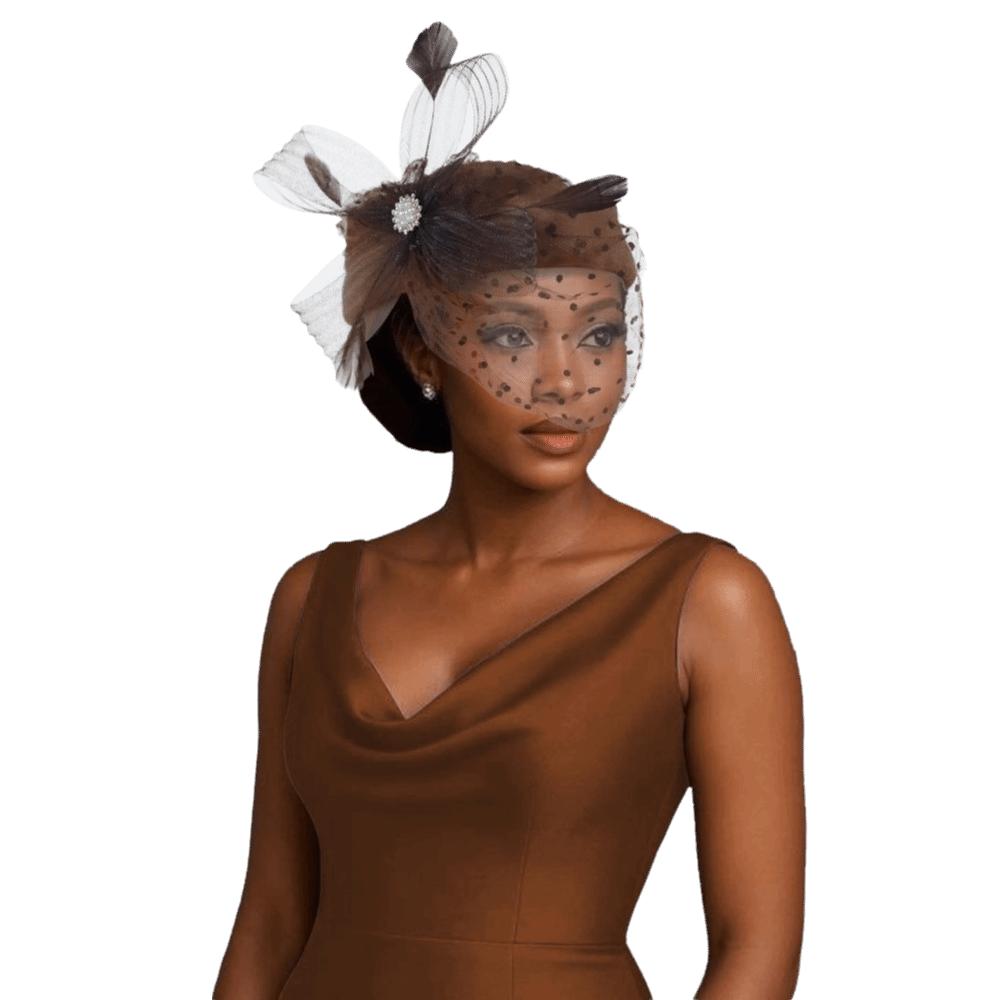 Polka Dot Veil Bridal Beret Elegant Style Head Wrap Pearl Feather Mesh Fascinator Hat Banquet