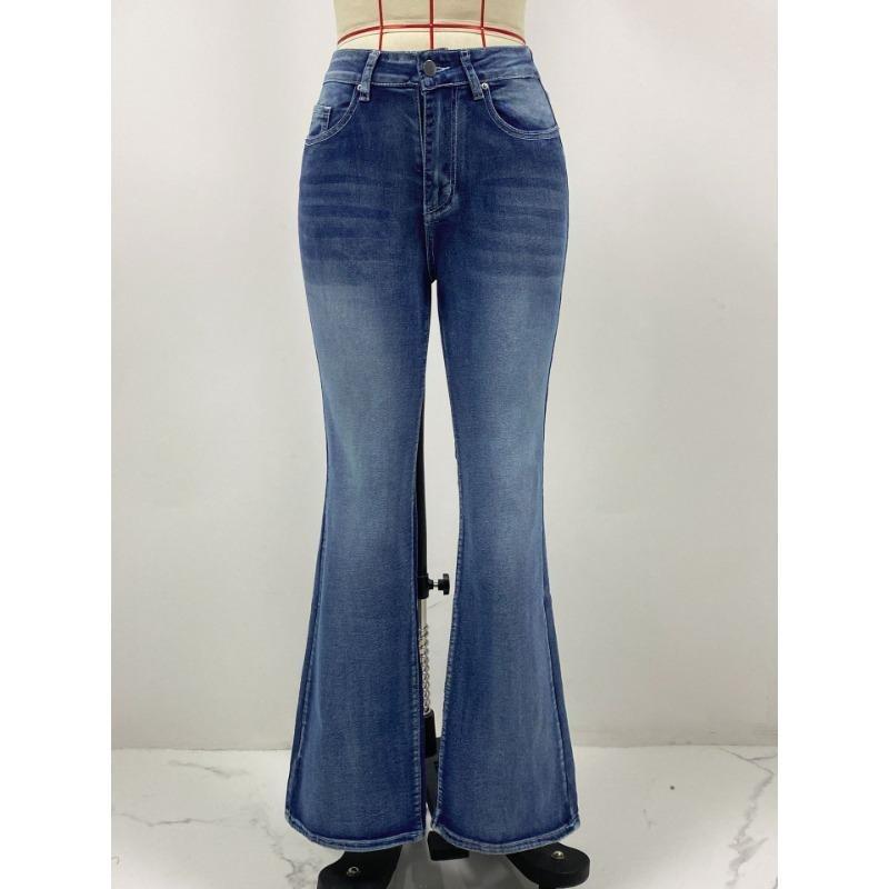 Retro Spice Girls Jeans Damen Skinny Slim High Stretch Micro Flare Hose