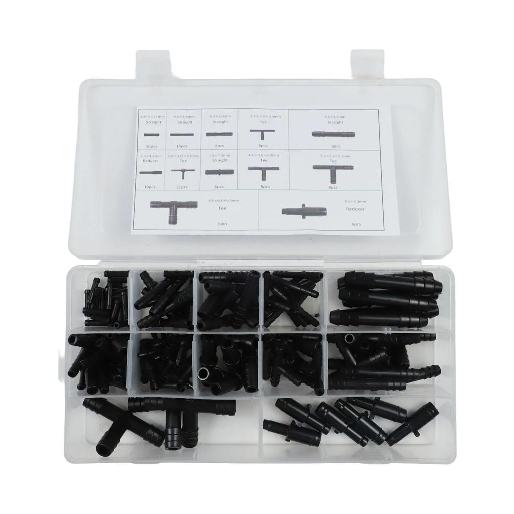 113Pcs Car Hose Connector Assortment Reducer Set Straight T Piece Connector Irrigation Dripper Watering Garden Tools