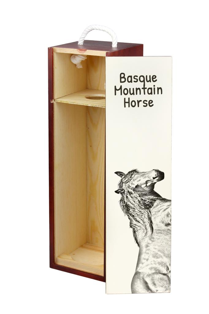 Basque Mountain Horse - Wine Box with a Horse, Alcohol Box with Graphics, Personalized Gift Box from the Art-Dog Brand