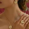 Cross-Border Fashion: European & American Twist Button Stud Earrings & Retro Exaggerated Necklace Ring