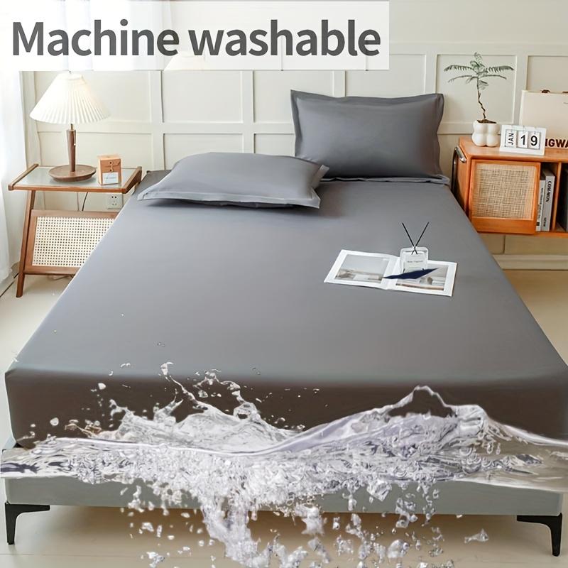 1pc Comfortable Solid Color Bedding, High Quality Fitted Sheet,30cm Deep Pocket Fitted Sheet, Easy To Machine Wash, Non-Slip Mattress Protector Cover