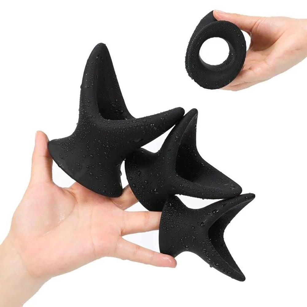 Soft Hollow Silicone V-Shaped Anal Plug To Expand Anal Endoscope Couple Training Anal Hollow Anal Plug Black Sex Toys