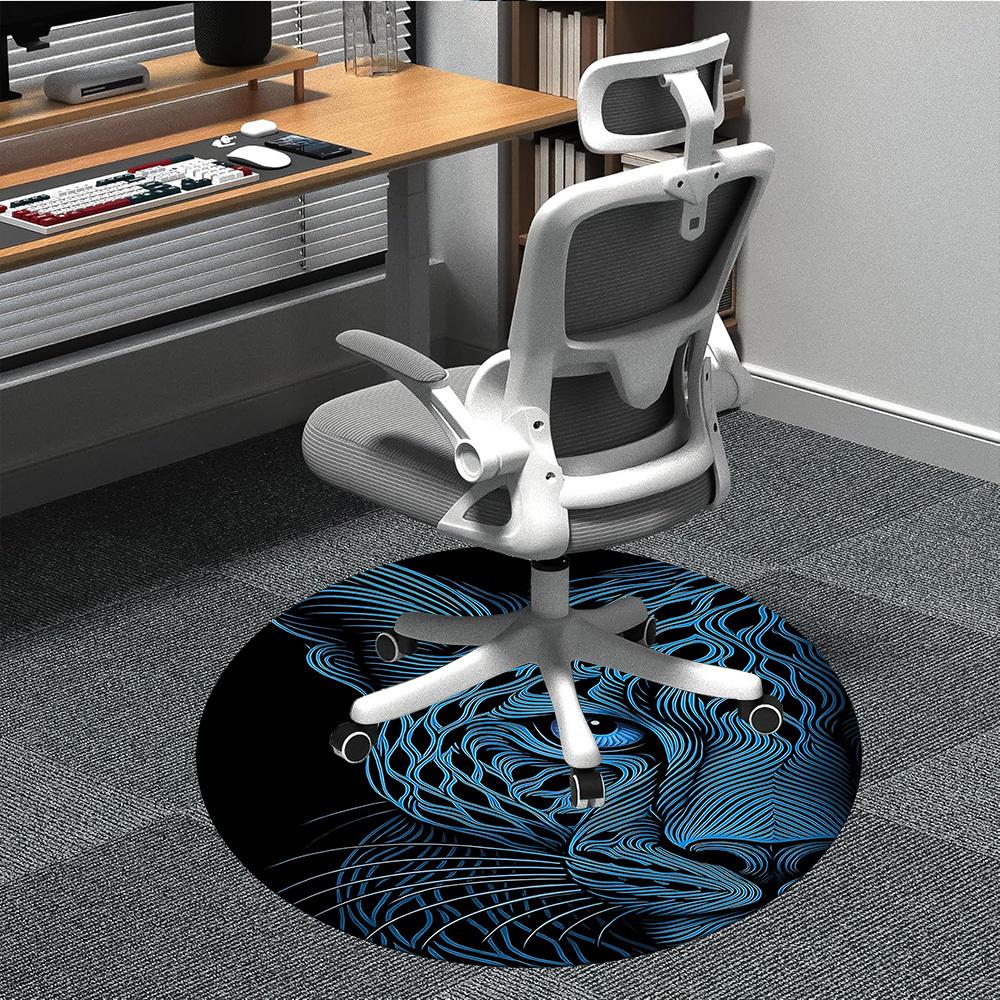 

1pc Tiger Abstract Office Round Area Rug, Indoor Mat Suitable ForOffice, Under Office Chairs Bedroom Living Room Home Decor, Room Deco T103 80cm by 80cm