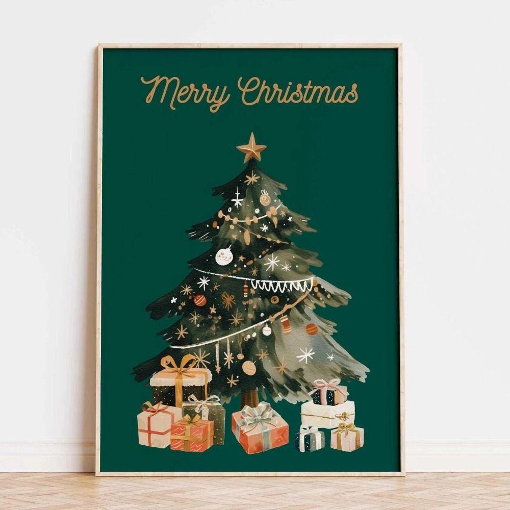 Vintage Christmas Metal Wall Decoration, Holiday Sticker Sign