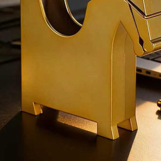 Creative Wooden Horse-Shaped Clip Storage Box Metallic Texture Pen Holder Note Business Card Organizer Cute Animal Desktop Decor for Office School