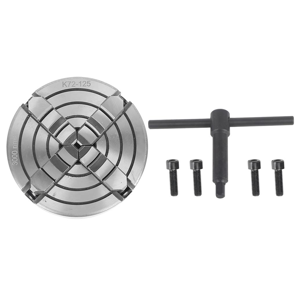 4 Backen-Drehfutter, unabhängiges Spannfutter, starke Spannkraft, Spannwerkzeug, 125 mm, 3000 U/min