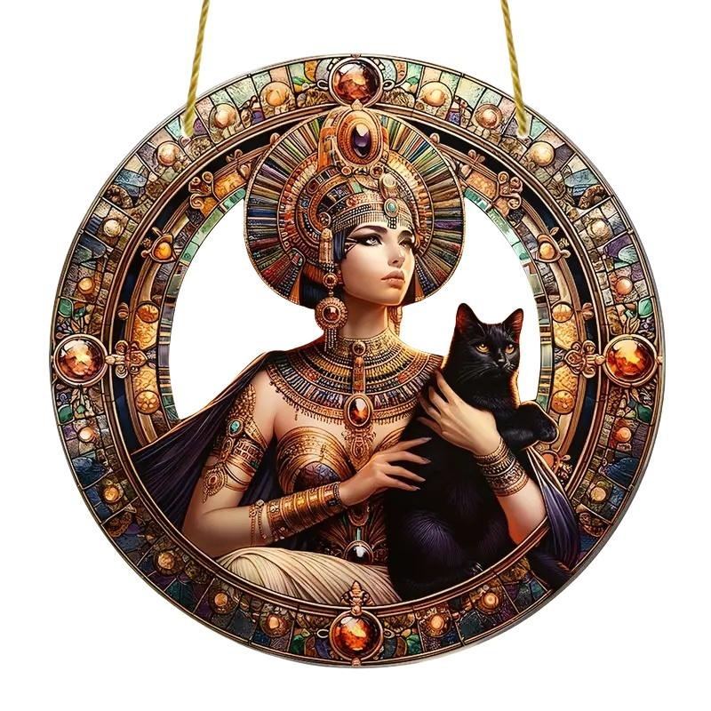 Egyptian Goddess and Pharaoh Acrylic Sun Catcher, Ancient Egyptian Mythological Theme, novelty home decor, Perfect Durable for Bedroom