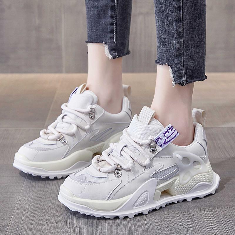 New Daddy Casual Shoes Fashion Thick Soled Sneakers Women Autumn Versatile Lace Up Platform Sports Shoes Female Zapatos De Mujer