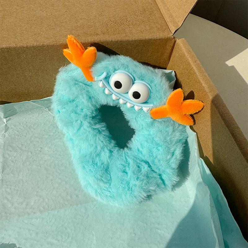 Cartoon Small Monster Plush Scrunchies Elastic Hair Bands Winter Funny Hair Tie Rope Cute Children's Kawaii Accessories