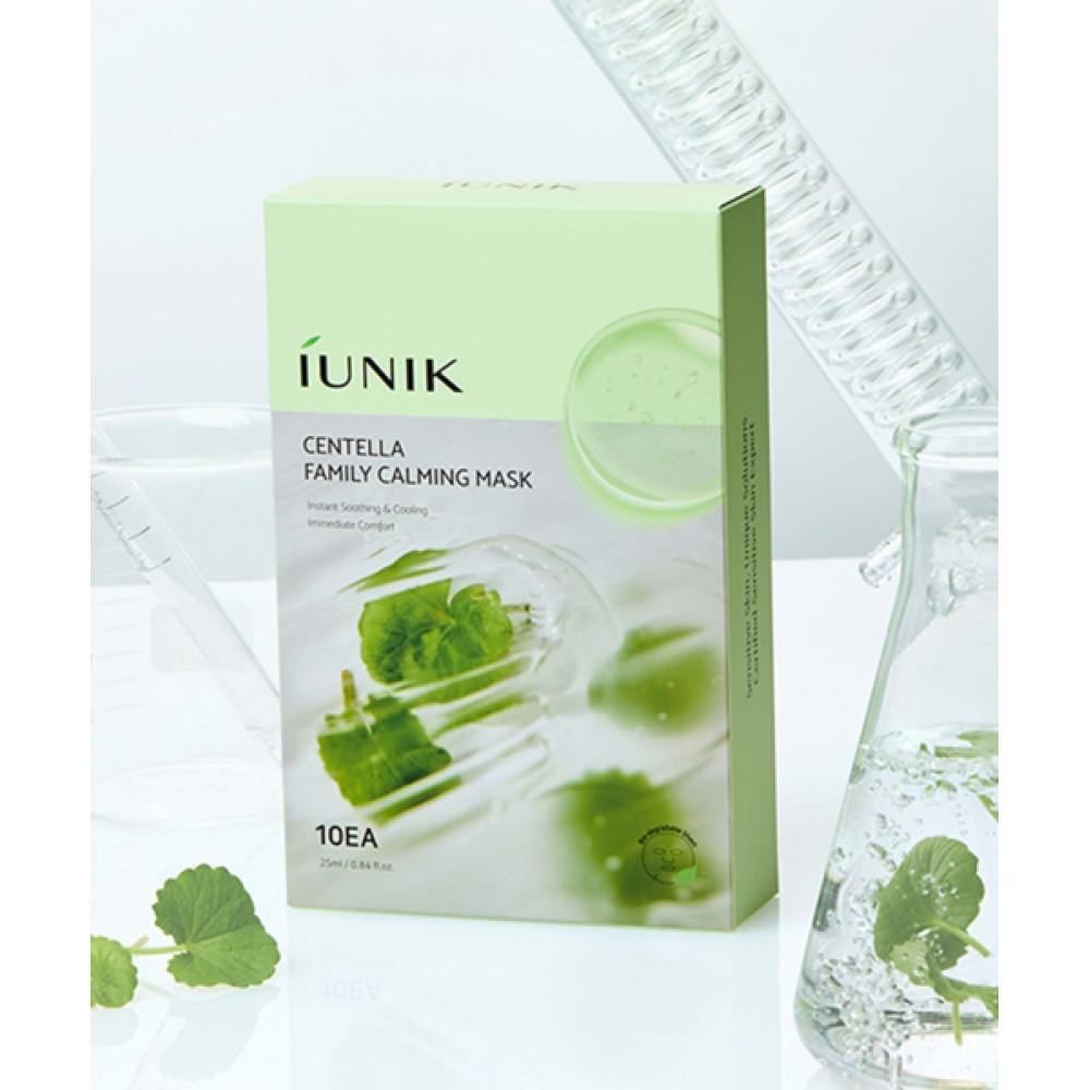 Iunik Centella Family Calming Mask 10 Pack + Free Tea Tree Serum 15ml